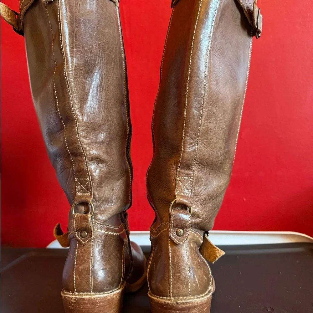Frye Brown Leather Heeled Boots - Picture 3 of 6